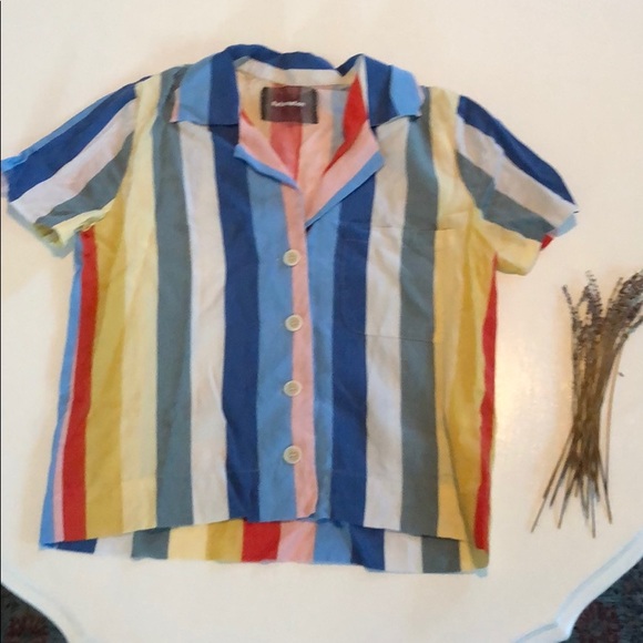 Reformation Palma Rainbow Button Down Top Size XS - Picture 4 of 7
